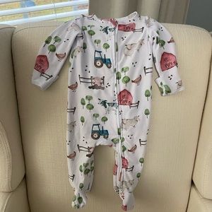 Caden Lane “Frankie’s Farm” zipper footie